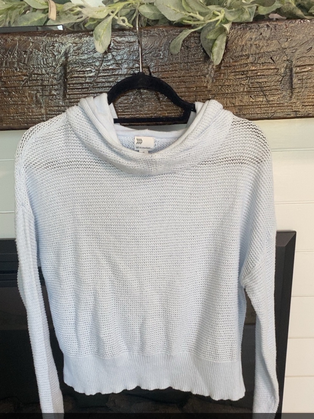 Light Blue Hooded Knit Sweater - Unbranded
